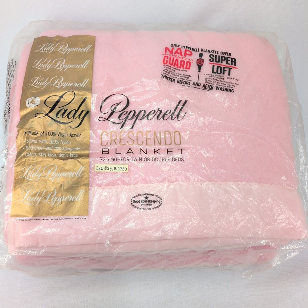 Lady Pepperell Crescendo Satin Trim Fleece Blanket Pink Vintage Twin Double USA